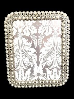 Azzure Home Silver Metal Braided Faux Pearl Picture Frame 8x10